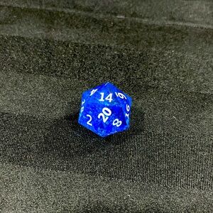 D20 dice, set of one twenty sided die, handmade resin, blue D&D TTRPG
